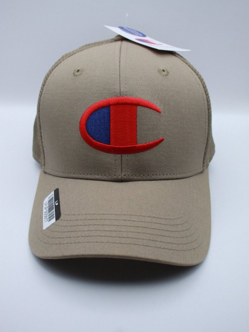 Men's Champion Logo Snapback Trucker Hat Beige